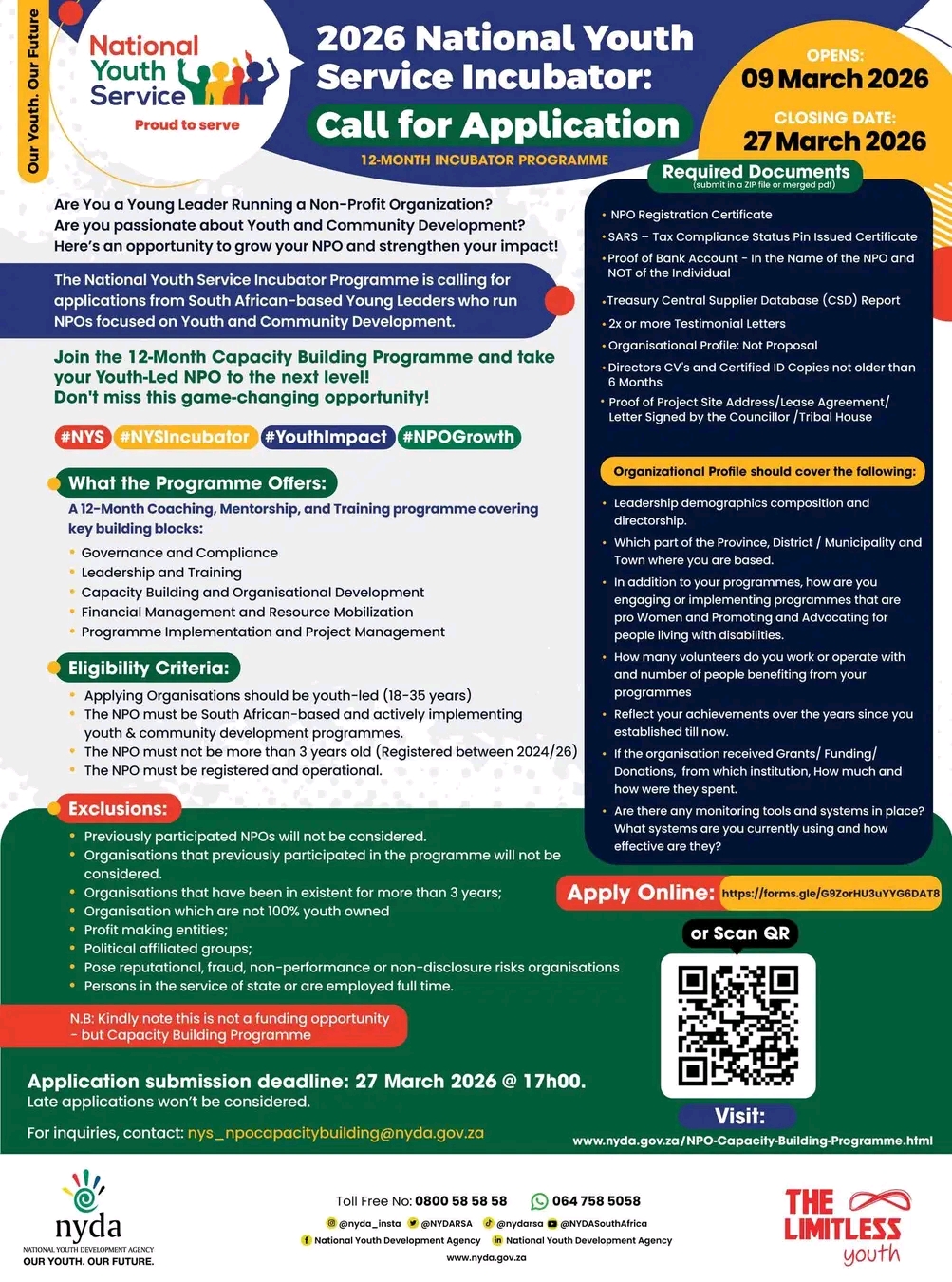 2026 National Youth Service Incubator Programme – Call for Applications